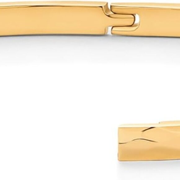 14K Gold Plated Waterproof Bangle for Women Beaded Hammered Hinge Bracelet - Picture 4 of 5